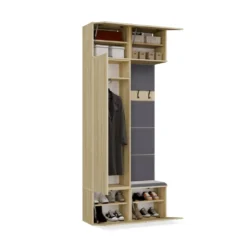 Mobile ingresso guardarobe 100x238 con appendiabiti rovere chiaro e grigio MIT15