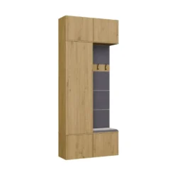 Mobile ingresso guardarobe 100x238 con appendiabiti rovere e grigio MIT15