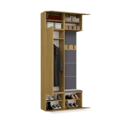 Mobile ingresso guardarobe 100x238 con appendiabiti rovere e grigio MIT15