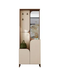Mobile ingresso moderno con ante soft-close 70x195 cm beige e noce IU31