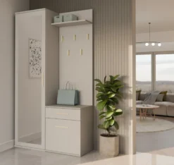 Mobile ingresso moderno con specchio beige cashmere MIT3