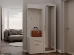 Mobile ingresso moderno con specchio beige cashmere MIT3