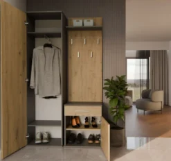 Mobile ingresso moderno con specchio rovere e antracite MIT3