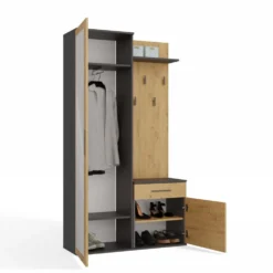 Mobile ingresso moderno con specchio rovere e antracite MIT3