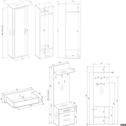 Mobile ingresso moderno con specchio rovere e antracite MIT3