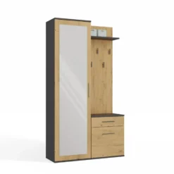 Mobile ingresso moderno con specchio rovere e antracite MIT3