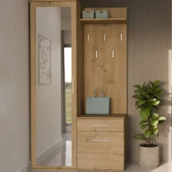 Mobile ingresso moderno con specchio rovere MIT3