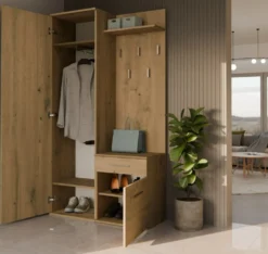 Mobile ingresso moderno con specchio rovere MIT3