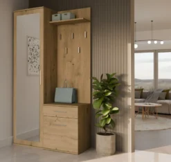 Mobile ingresso moderno con specchio rovere MIT3