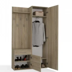 Mobile ingresso moderno con specchio rovere chiaro MIT3