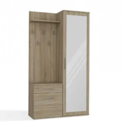 Mobile ingresso moderno con specchio rovere chiaro MIT3
