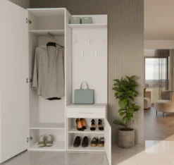 Mobile ingresso moderno con specchio bianco MIT3