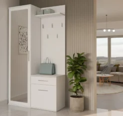Mobile ingresso moderno con specchio bianco MIT3