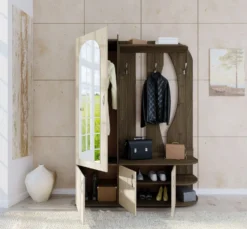 Mobile ingresso moderno con specchio in Rovere II4052