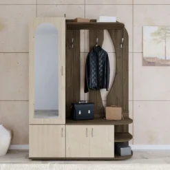 Mobile ingresso moderno con specchio in Rovere II4052