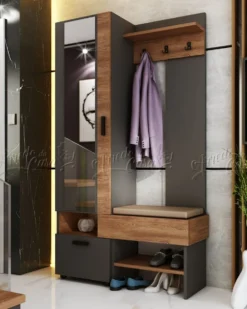 Mobile ingresso moderno grafite e noce 104x195 cm IU32