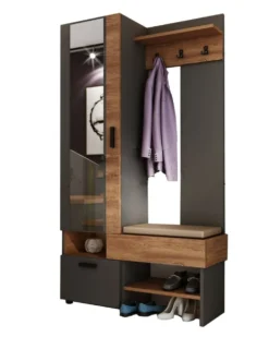 Mobile ingresso moderno grafite e noce 104x195 cm IU32