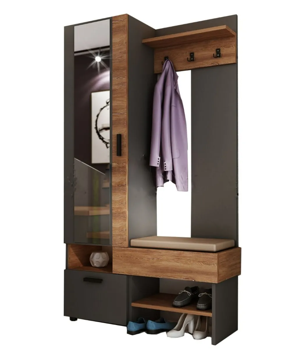 Mobile ingresso moderno grafite e noce 104x195 cm IU32