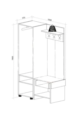Mobile ingresso moderno grafite e noce 104x195 cm IU32