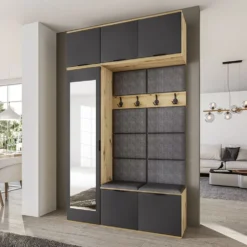Mobile ingresso moderno 135x231cm antracite e rovere II16