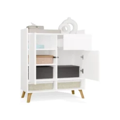 Mobile ingresso moderno 80x95 cm con vani a giorno in bianco opaco MIT19