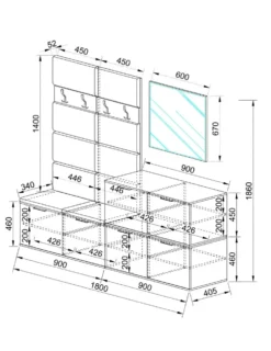 Mobile ingresso moderno 180x186cm rovere e antracite II18
