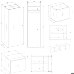 Mobile ingresso moderno 150x238 con scarpiera rovere chiaro e grigio MIT10