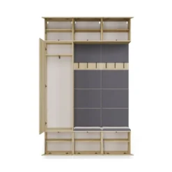 Mobile ingresso moderno 150x238 con scarpiera rovere chiaro e grigio MIT10