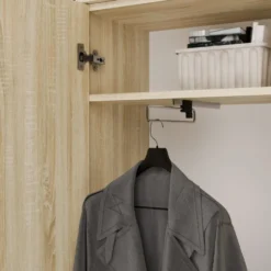 Mobile ingresso moderno 150x238 con scarpiera rovere chiaro e grigio MIT10