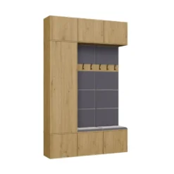 Mobile ingresso moderno 150x238 con scarpiera rovere e grigio MIT10