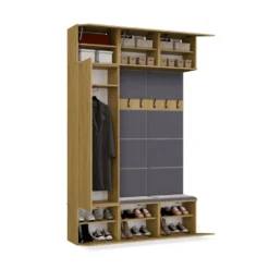 Mobile ingresso moderno 150x238 con scarpiera rovere e grigio MIT10