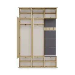 Mobile ingresso moderno 150x238 con guardaroba rovere chiaro e grigio MIT11