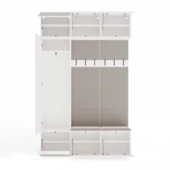 Mobile ingresso moderno 150x238 con scarpiera beige cashmere e bianco MIT10