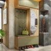Mobile ingresso moderno 110x220x37,5 cm rovere naturale e verde oliva IU33
