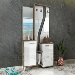 Mobile ingresso rovere scuro e bianco lucido IU28