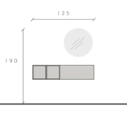 Mobile ingresso sospeso con vani a giorno 125x30 cm bianco lucido e rovere IL2