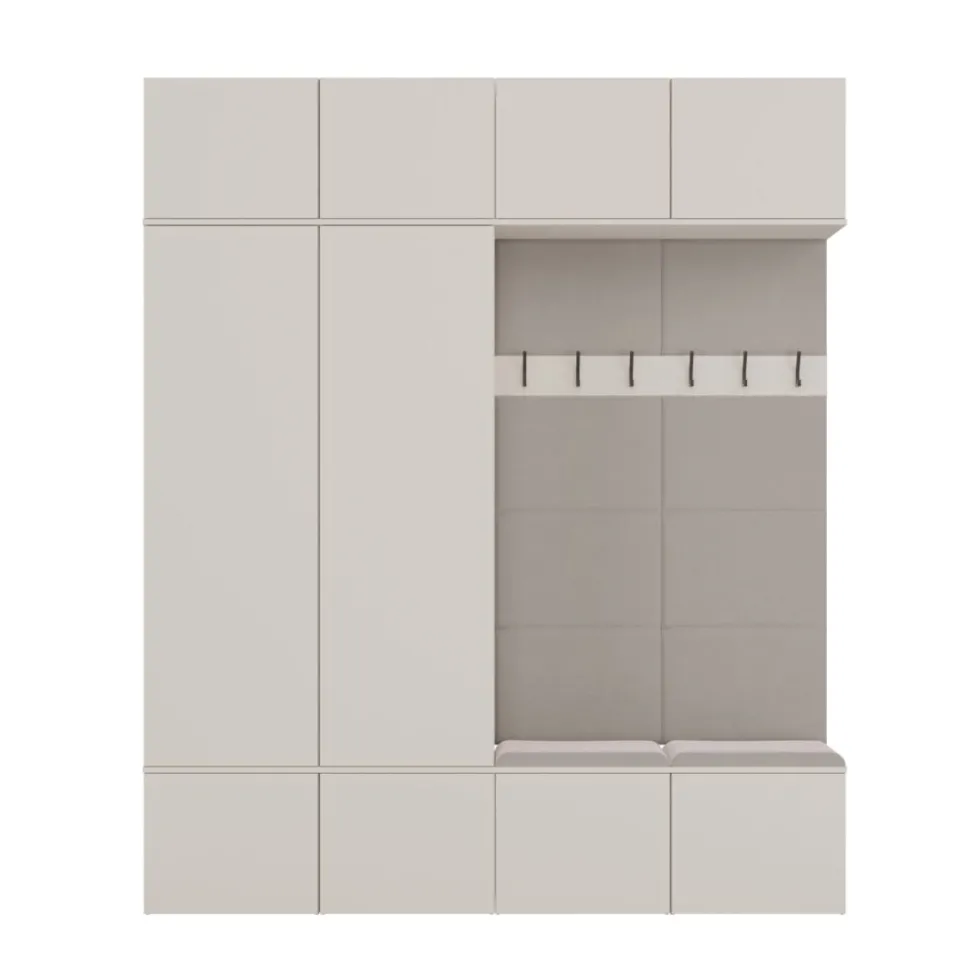 Mobile ingresso 200x238 cm con guardaroba e scarpiera beige cashmere MIT12