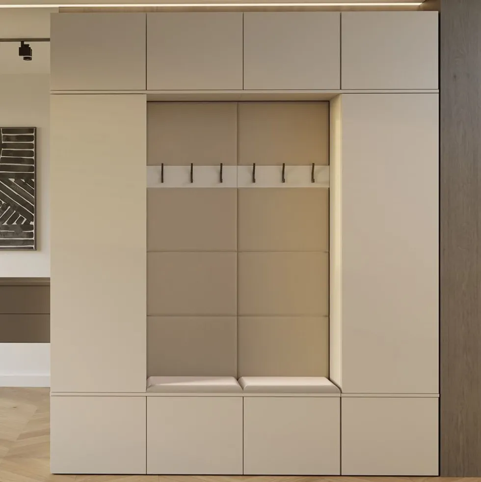 Mobile ingresso 200x238 cm con guardaroba e scarpiera beige cashmere MIT12