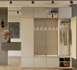Mobile ingresso 200x238 cm con guardaroba e scarpiera beige cashmere MIT12