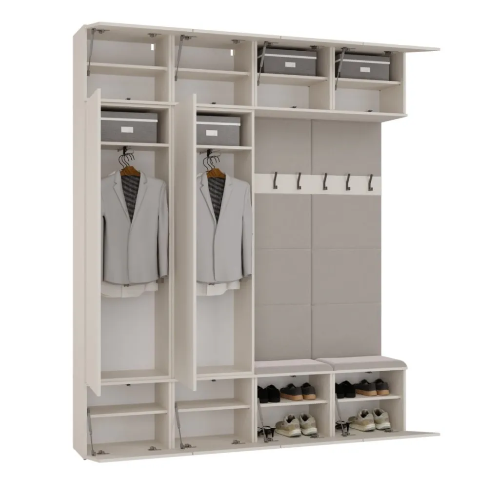Mobile ingresso 200x238 cm con guardaroba e scarpiera beige cashmere MIT12