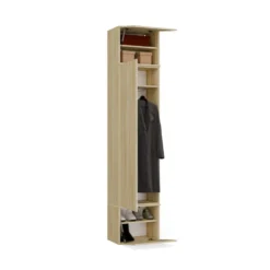 Mobile ingresso 200x238 cm con guardaroba e scarpiera rovere chiaro e grigio MIT12