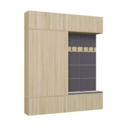 Mobile ingresso 200x238 cm con guardaroba e scarpiera rovere chiaro e grigio MIT12