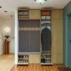 Mobile ingresso 200x238 cm con guardaroba e scarpiera rovere e grigio MIT12