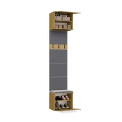 Mobile ingresso 200x238 cm con guardaroba e scarpiera rovere e grigio MIT12