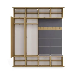 Mobile ingresso 200x238 cm con guardaroba e scarpiera rovere e grigio MIT12