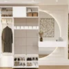 Mobile ingresso 200x238 cm con guardaroba e scarpiera bianco e beige cashmere MIT12