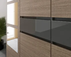 Mobile ingresso 150x218 cm marrone moka e grigio lucido con 4 specchi II25