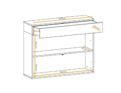 Mobile ingresso 100x190cm sospeso con pensile a due ante e specchi design moderno rovere e nero IP5