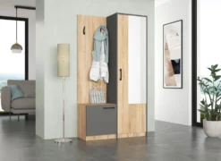Mobile ingresso 95x175x36 cm con scarpiera rovere naturale e grigio IG5