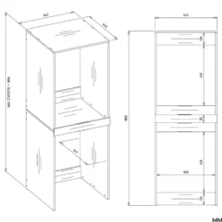 Mobile lavatrice e asciugatrice 64x180 cm bianco opaco MLT3